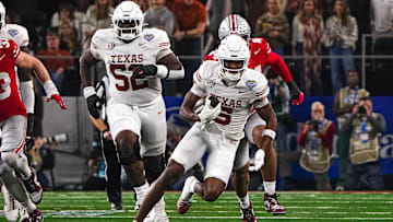 Texas Longhorns receiver Ryan Wingo runs the ball during the College Football Playoff semifinal game against Ohio State