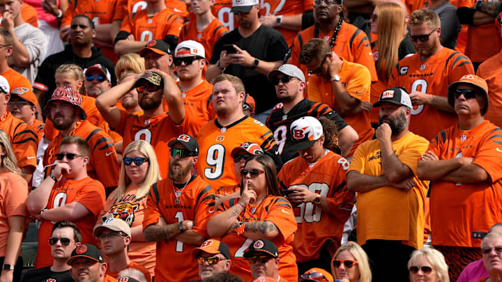 Fans watch as the Cincinnati Bengals drop their home opener to the New England Patriots at Paycor Stadium Sunday, September 8, 2024.