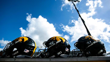 Helmets with Iowa Hawkeyes Tigerhawk logos are seen before a NCAA college football game in the Vrbo Citrus Bowl against Kentucky, Saturday, Jan. 1, 2022, at Camping World Stadium in Orlando, Fla.

211231 Iowa Kentucky Citrus Fb Pregame 018 Jpg