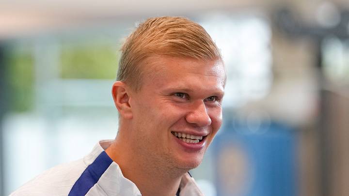 Erling Haaland at a Manchester City training session