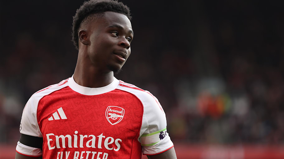 Bukayo Saka in action for Arsenal.