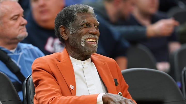 Dec 21, 2019; San Francisco, California, USA; Basketball Hall of Fame member Al Attles sits courtside during the game between the Arizona Wildcats and the St. John's Red Storm at Chase Center. 