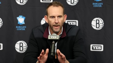 Nov 9, 2022; Brooklyn, New York, USA; Brooklyn Nets general manager Sean Marks speaks during a press