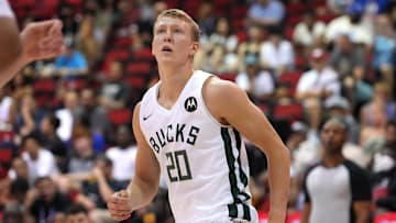 Jul 14, 2022; Las Vegas, NV, USA; Milwaukee Bucks guard A.J. Green (20) is pictured during an NBA Summer League game against the Dallas Mavericks at Cox Pavilion. Mandatory Credit: Stephen R. Sylvanie-Imagn Images