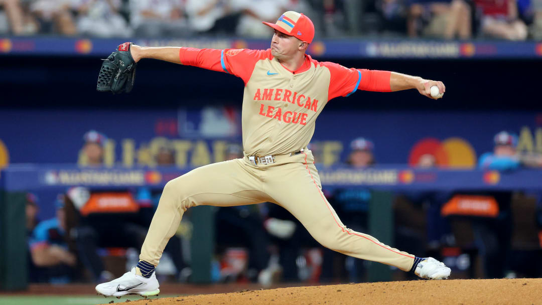 Tarik Skubal pitches in the 2024 All-Star Game in Arlington, Texas.