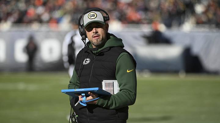 Dec 4, 2022; Chicago, Illinois, USA;  Green Bay Packers head coach Matt LaFleur during the first half against the Chicago Bears at Soldier Field. Mandatory Credit: Matt Marton-Imagn Images