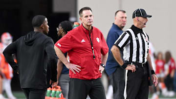 Sep 20, 2025; Bloomington, Indiana, USA; Indiana Hoosiers head coach Curt Cignetti watches his team prior to the game against the Illinois Fighting Illini at Memorial Stadium. Mandatory Credit: Robert Goddin-Imagn Images