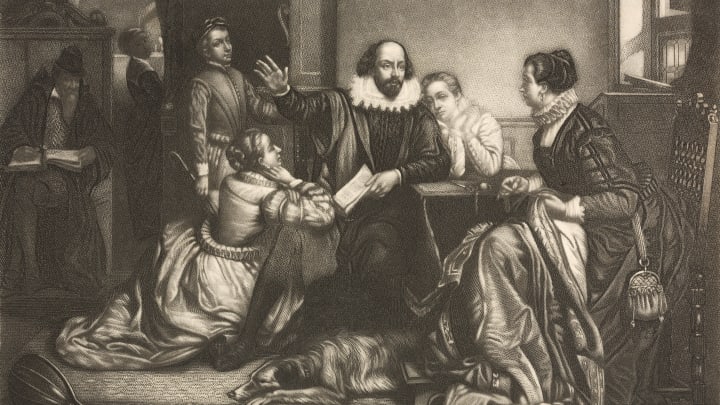 Illustration of William Shakespeare Reciting Hamlet to His Family