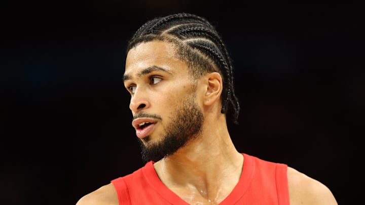 Apr 14, 2026; Phoenix, Arizona, USA; Portland Trail Blazers forward Toumani Camara (33) against the Phoenix Suns during the play-in rounds of the 2026 NBA Playoffs at Mortgage Matchup Center. Mandatory Credit: Mark J. Rebilas-Imagn Images