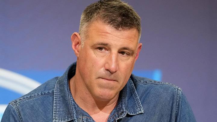 Feb 25, 2026; Indianapolis, IN, USA; New England Patriots coach Mike Vrabel speaks during the NFL Scouting Combine at the Indiana Convention Center. Mandatory Credit: Kirby Lee-Imagn Images