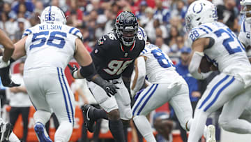 Oct 27, 2024; Houston, Texas, USA; Houston Texans defensive end Denico Autry (96) in action during the game against the Indianapolis Colts at NRG Stadium.