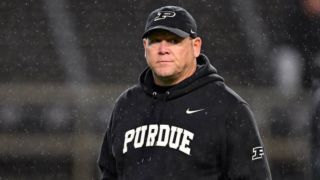 Purdue Boilermakers head coach Barry Odom stands on the field. Purdue Boilermakers head coach Barry Odom stands on the field.