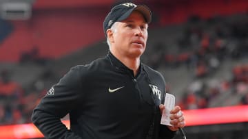 Nov 25, 2023; Syracuse, New York, USA; Wake Forest Demon Deacons head coach Dave Clawson jogs off the field prior to the game against the Syracuse Orange at the JMA Wireless Dome. Mandatory Credit: Rich Barnes-USA TODAY Sports