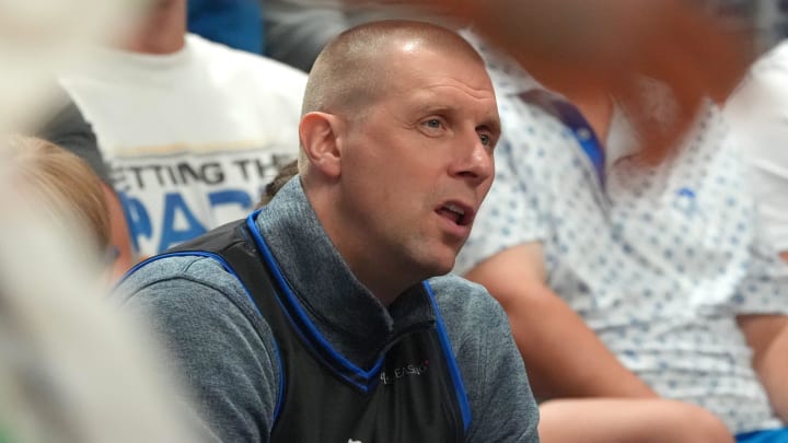 Kentucky head coach Mark Pope cheers on La Familia against Herd That in the Lexington Regional Final of the TBT.
July 23, 2024