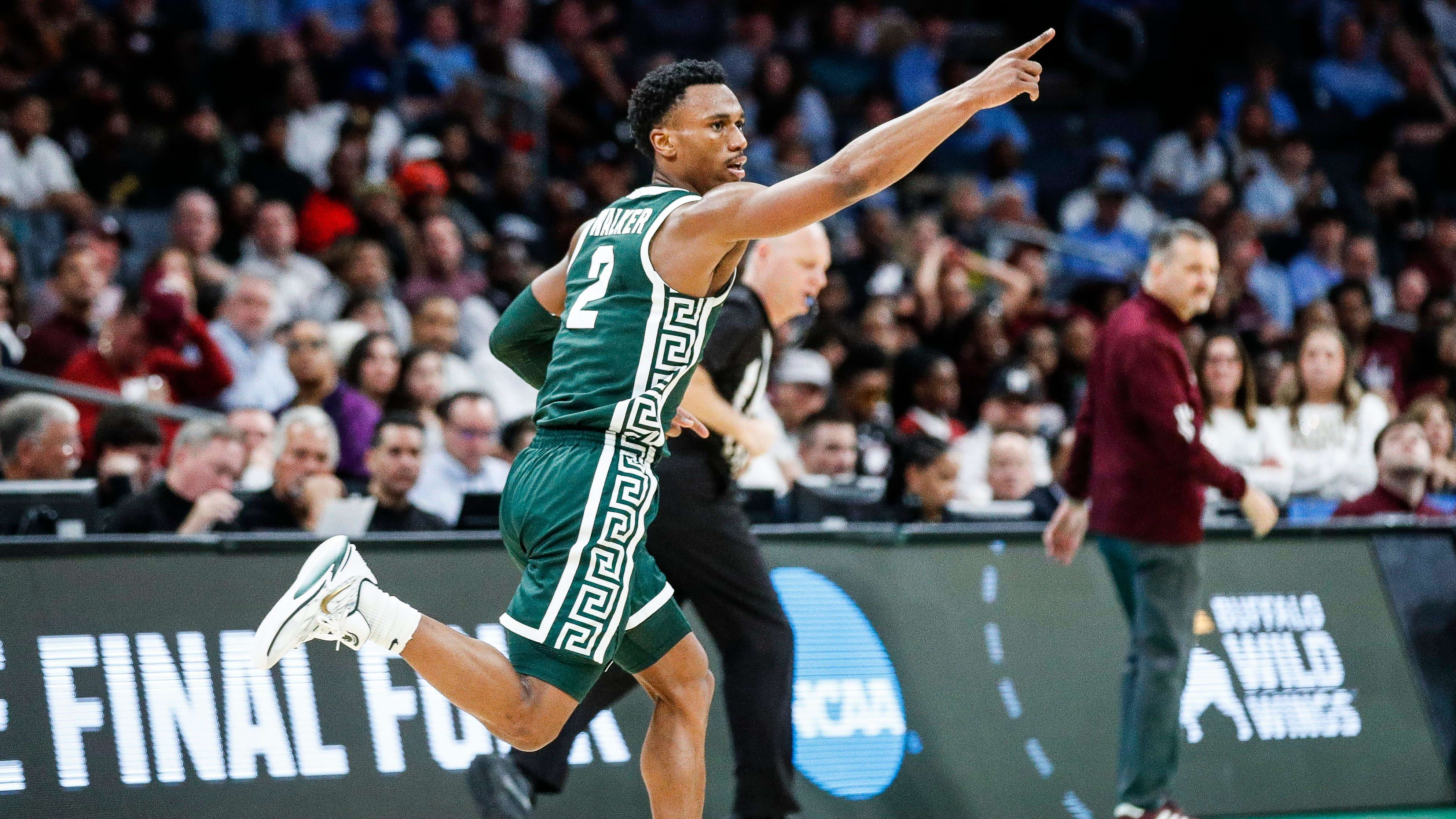 Michigan State's Tyson Walker during the Spartans' NCAA Tournament first round action against the Mississippi State Bulldogs