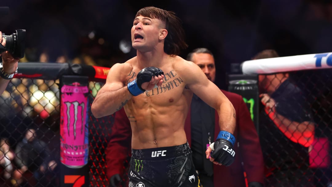 Apr 13, 2024; Las Vegas, Nevada, USA; Diego Lopes during UFC 300 at T-Mobile Arena. Mandatory Credit: Mark J. Rebilas-USA TODAY Sports