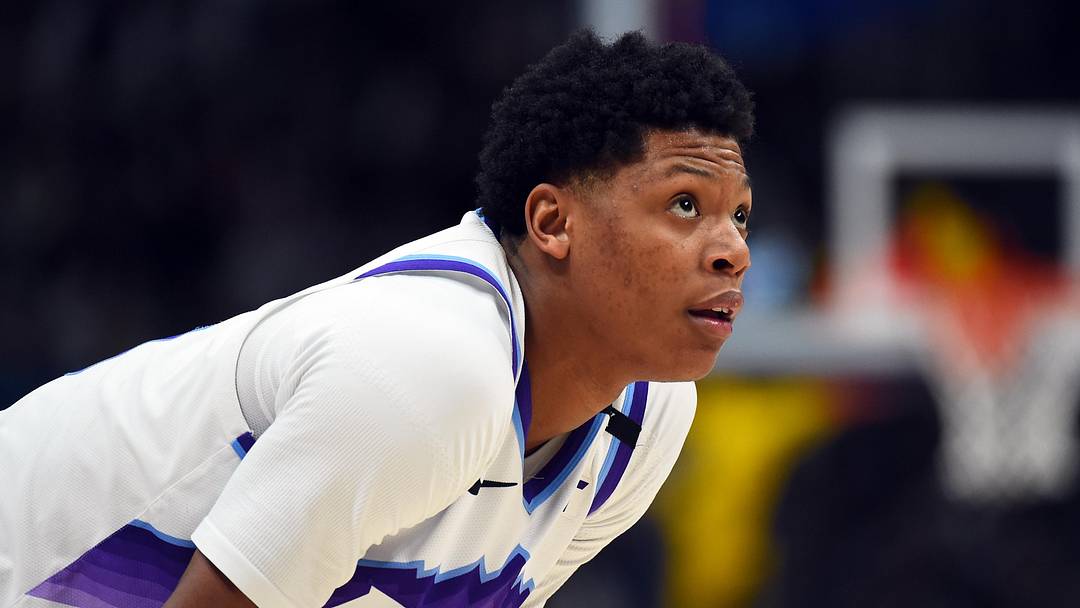Mar 27, 2026; Denver, Colorado, USA; Utah Jazz guard Ace Bailey (19) during the first half against the Denver Nuggets at Ball Arena. Mandatory Credit: Christopher Hanewinckel-Imagn Images