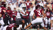 Oct 11, 2025; Atlanta, Ga.; Georgia Tech running back Malachi Hosley (0) runs the ball against Virginia Tech.