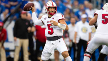 Sep 3, 2022; Lexington, Kentucky, USA; Miami (Oh) Redhawks quarterback Brett Gabbert (5) throws a pass during the first quarter against the Kentucky Wildcats at Kroger Field. Mandatory Credit: Jordan Prather-USA TODAY Sports