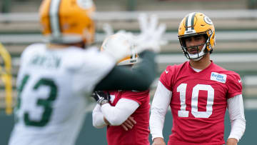 Green Bay Packers quarterback Jordan Love (10) is shown during organized team activities Tuesday, May 21, 2024 in Green Bay, Wisconsin.