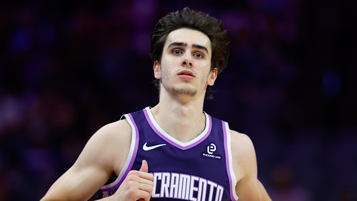 Mar 19, 2026; Sacramento, California, USA; Sacramento Kings center Maxime Raynaud (42) runs up the court during the third quarter against the Philadelphia 76ers at Golden 1 Center. Mandatory Credit: Sergio Estrada-Imagn Images