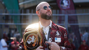Aug 24, 2024; Dublin, IRL; Florida State University fan Josh Gibbs from Florida ahead of the game between Georgia Tech vs Florida State at Aviva Stadium. Mandatory Credit: Tom Maher/INPHO via Imagn Images