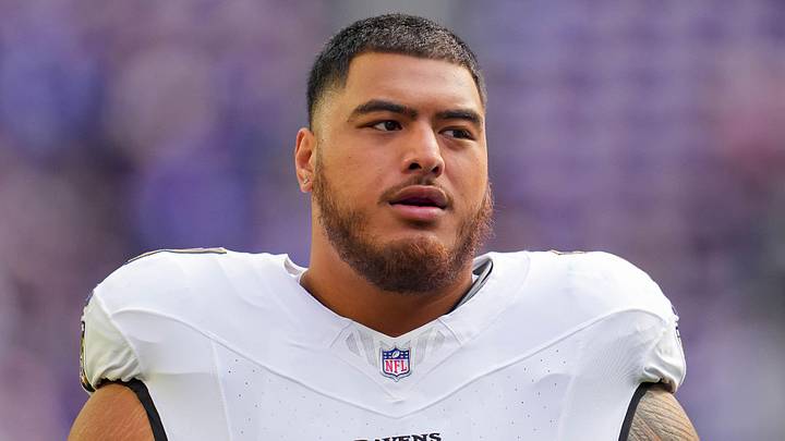 Baltimore Ravens guard Daniel Faalele