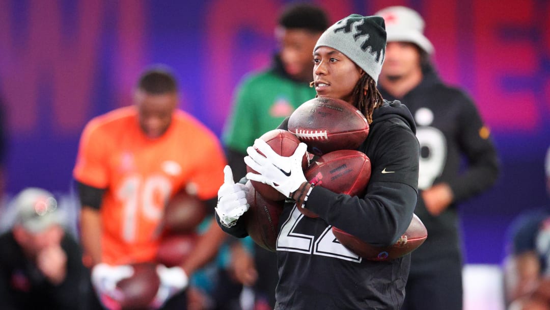 Feb 1, 2024; Orlando, FL, USA;  New Orleans Saints wide receiver Rashid Shaheed (22) participates in the NFL Pro Bowl Skills Competition at the UCF NIcholson Fieldhouse. Mandatory Credit: Nathan Ray Seebeck-USA TODAY Sports