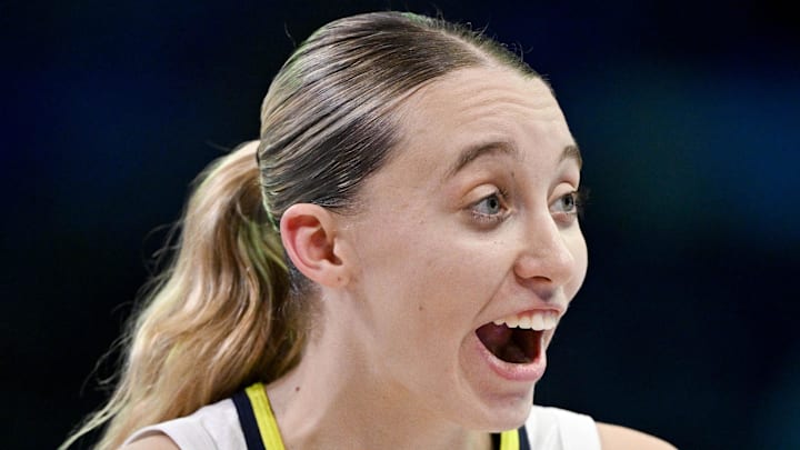 Dallas Wings guard Paige Bueckers celebrates during the second half against the Phoenix Mercury. Dallas Wings guard Paige Bueckers celebrates during the second half against the Phoenix Mercury.