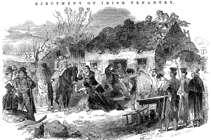 Evicted Irish peasant family, 1848.