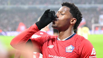 Jonathan David celebrates his goal against Juventus in the Champions Leagie