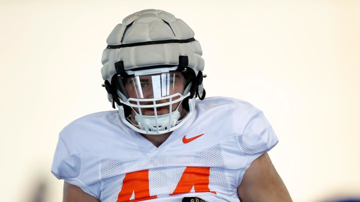 Oklahoma States's Justin Wright practices during an Oklahoma State Cowboys Spring football practice at the at the Sherman Smith Training Center in Stillwater, Okla., Monday, March, 27, 2023.