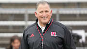 Piscataway, NJ -- April 27, 2024 -- Rutger's coach Greg Schiano during Rutgers annual spring football game at SHI Stadium.
