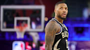 Damian Lillard disputando la final de la Copa NBA 2024 con los Milwaukee Bucks, que resultaron ganadores 