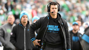Dec 8, 2024; Philadelphia, Pennsylvania, USA; Carolina Panthers head coach Dave Canales against the Philadelphia Eagles at Lincoln Financial Field.