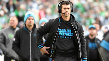 Carolina Panthers head coach Dave Canales against the Philadelphia Eagles at Lincoln Financial Field.