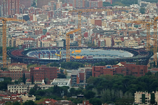 Barcelona’s Camp Nou stadium under reconstruction.
