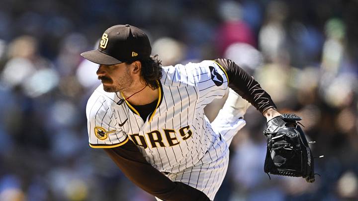 Sep 24, 2025; San Diego, California, USA; San Diego Padres starting pitcher Dylan Cease (84) delivers during the second inning against the Milwaukee Brewers at Petco Park. Mandatory Credit: Denis Poroy-Imagn Images
