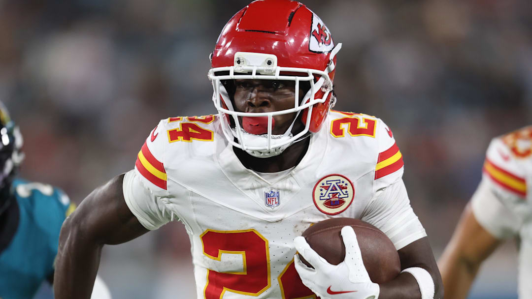Kansas City Chiefs running back Brashard Smith (24) runs during the second half against the Jacksonville Jaguars at EverBank Stadium.