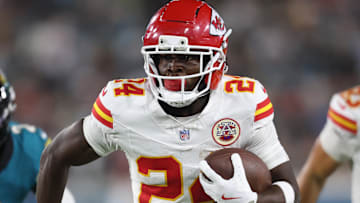 Kansas City Chiefs running back Brashard Smith (24) runs during the second half against the Jacksonville Jaguars at EverBank Stadium.