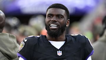 Oct 26, 2025; Baltimore, Maryland, USA; Baltimore Ravens quarterback Tyler Huntley (5) looks on after the game against the Chicago Bears at M&T Bank Stadium. Mandatory Credit: Tommy Gilligan-Imagn Images