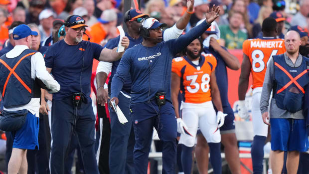 Denver Broncos defensive coordinator Vance Joseph during the fourth quarter against the Green Bay Packers at Empower Field.