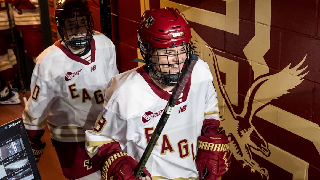 Kara Goulding comes out of the tunnel ahead of the matchup with Maine. Goulding and Sammy Taber returned to the lineup after missing last weekend’s series with New Hampshire.