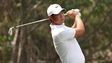 Tom Kim hits a shot during the second round of the 2025 Valero Texas Open