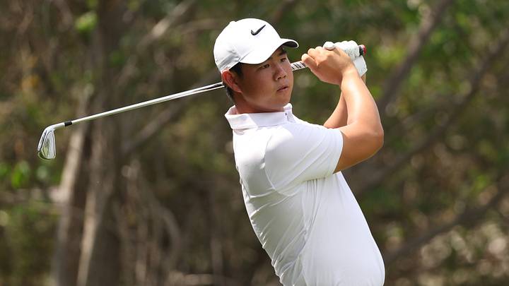 Tom Kim hits a shot during the second round of the 2025 Valero Texas Open