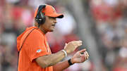 Oct 4, 2025; Louisville, Kentucky, USA; Virginia Cavaliers head coach Tony Elliott reacts during the second half against the Louisville Cardinals at L&N Federal Credit Union Stadium. Virginia defeated Louisville 30-27. Mandatory Credit: Jamie Rhodes-Imagn Images