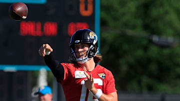 Jacksonville Jaguars quarterback Trevor Lawrence (16) passes the ball during the second mandatory minicamp at Miller Electric Center Wednesday, June 11, 2025 in Jacksonville, Fla.