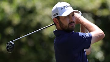 Patrick Cantlay tees off during the third round of the RBC Heritage