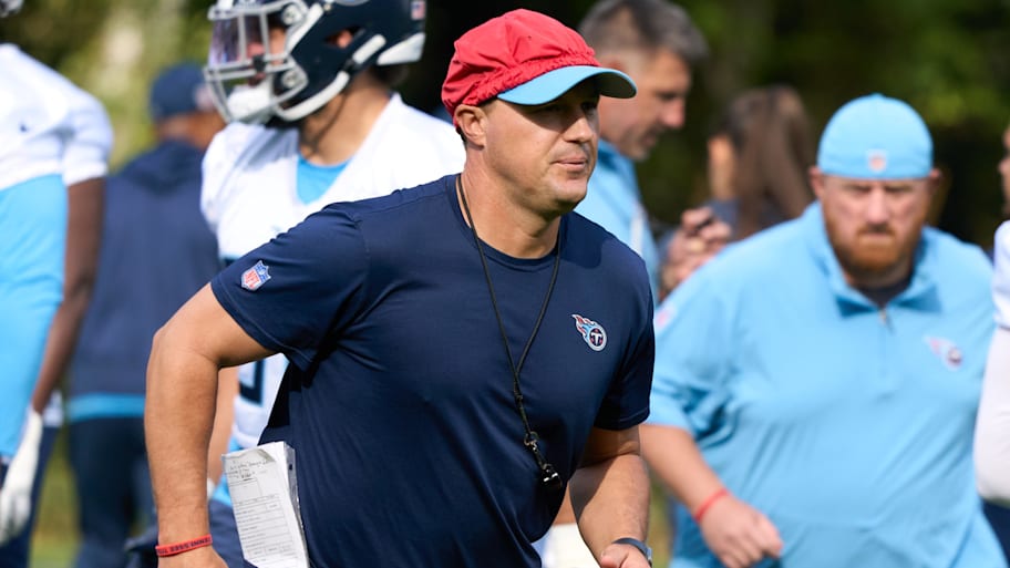 Craig Aukerman special teams coach during Tennessee Titans practice session at The Grove, Watford for their NFL London game in 2023. | Peter van den Berg-Imagn Images