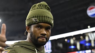 Nov 3, 2025; Arlington, Texas, USA; Arizona Cardinals quarterback Kyler Murray (1) leaves the field after defeating the Dallas Cowboys at AT&T Stadium. Mandatory Credit: Jerome Miron-Imagn Images